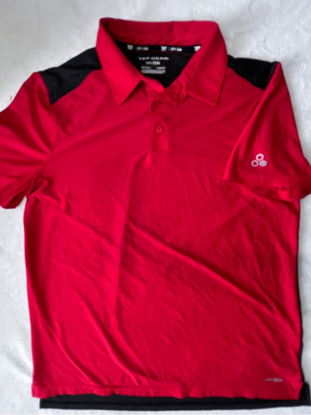 Tek Gear Dry Tek Red and Black Lightweight Breathable Polo Tee